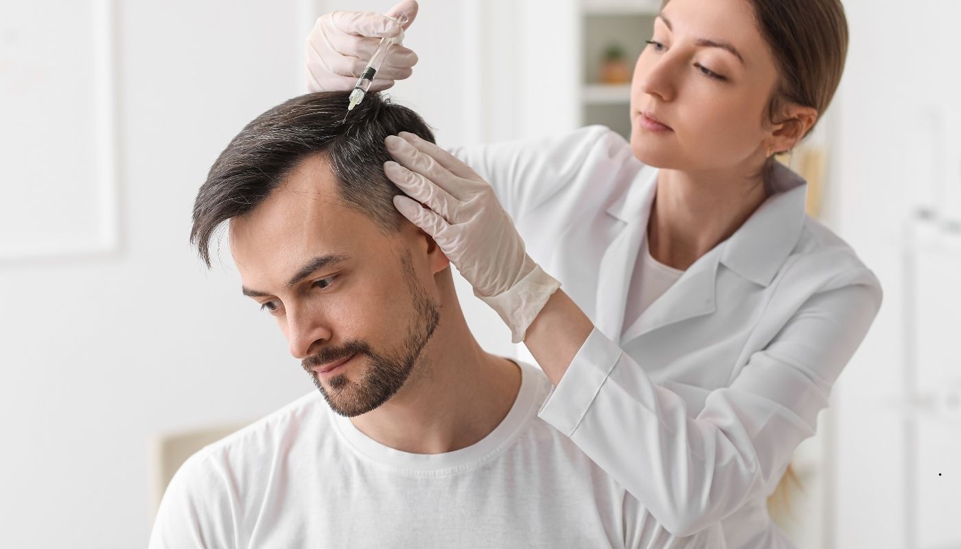 عملية زراعة الشعر بتقنية أقلام تشوي DHI في عيادة بوسط البلد.