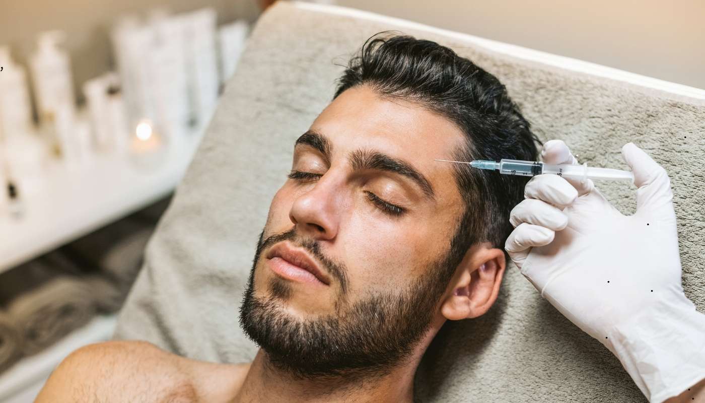 رجل يخضع لجلسة حقن البوتكس لعلاج التجاعيد في عيادات شيفون
